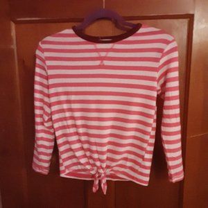 Old Navy Pink/White Striped Top Size 8